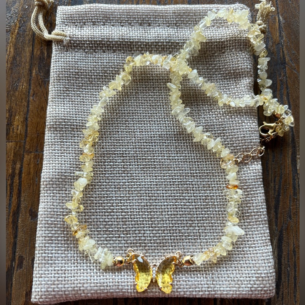 Citrine Butterfly Necklace Citrine Jewelry Citrine Necklace
